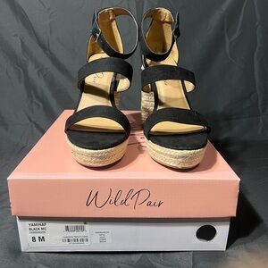 Wild Pair Black Espadrille Wedges Size:8